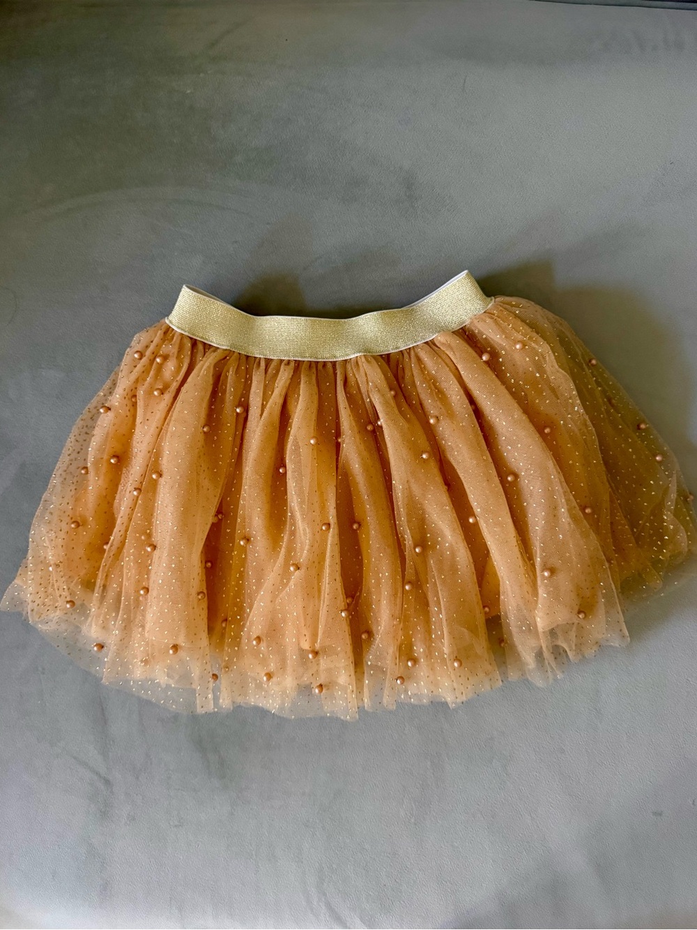 Girls' Tulle Skirt with Gold Waistband